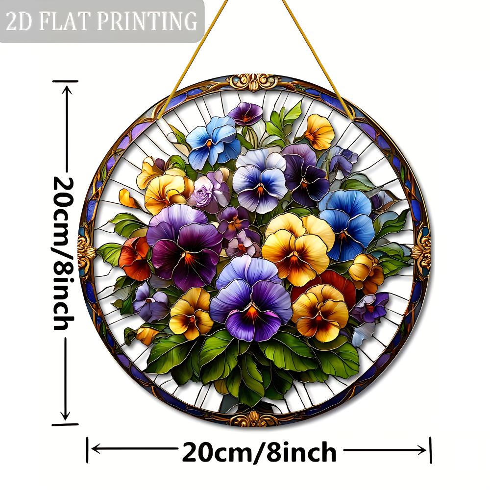 

2D подвеска с плоским цветным цветочным рисунком, квадратный акриловый ловец света, декорация для затенения, подходит в качестве подарка для семьи, друзей, подруг, папы, мамы 20CM