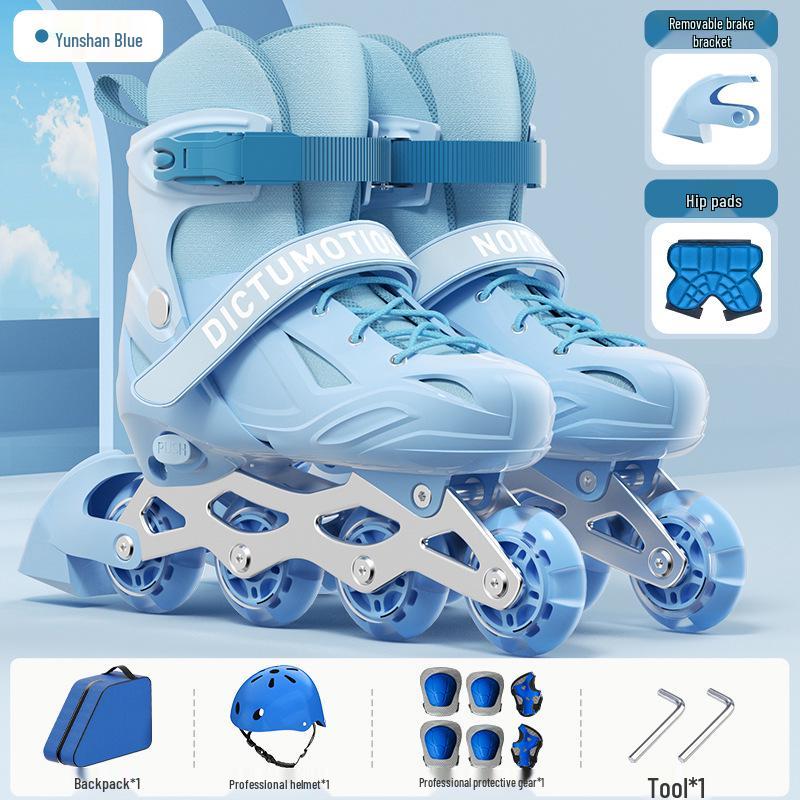 Kids' Beginner Inline Skates for Ages 6-12, Boys & Girls Single Row, Entry Level Roller & Ice Skating Shoes