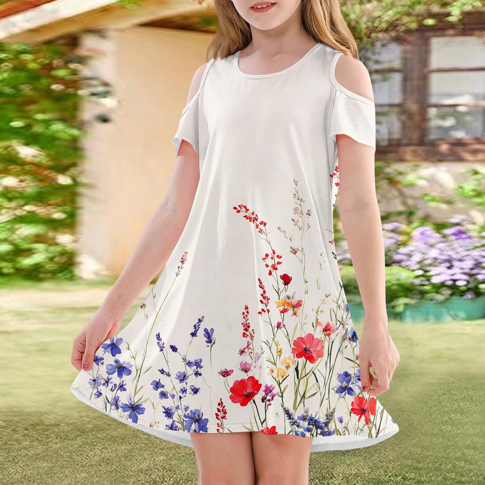 

Платье А-силуэта для девочек - летнее повседневное платье без рукавов для малышей 160 белый