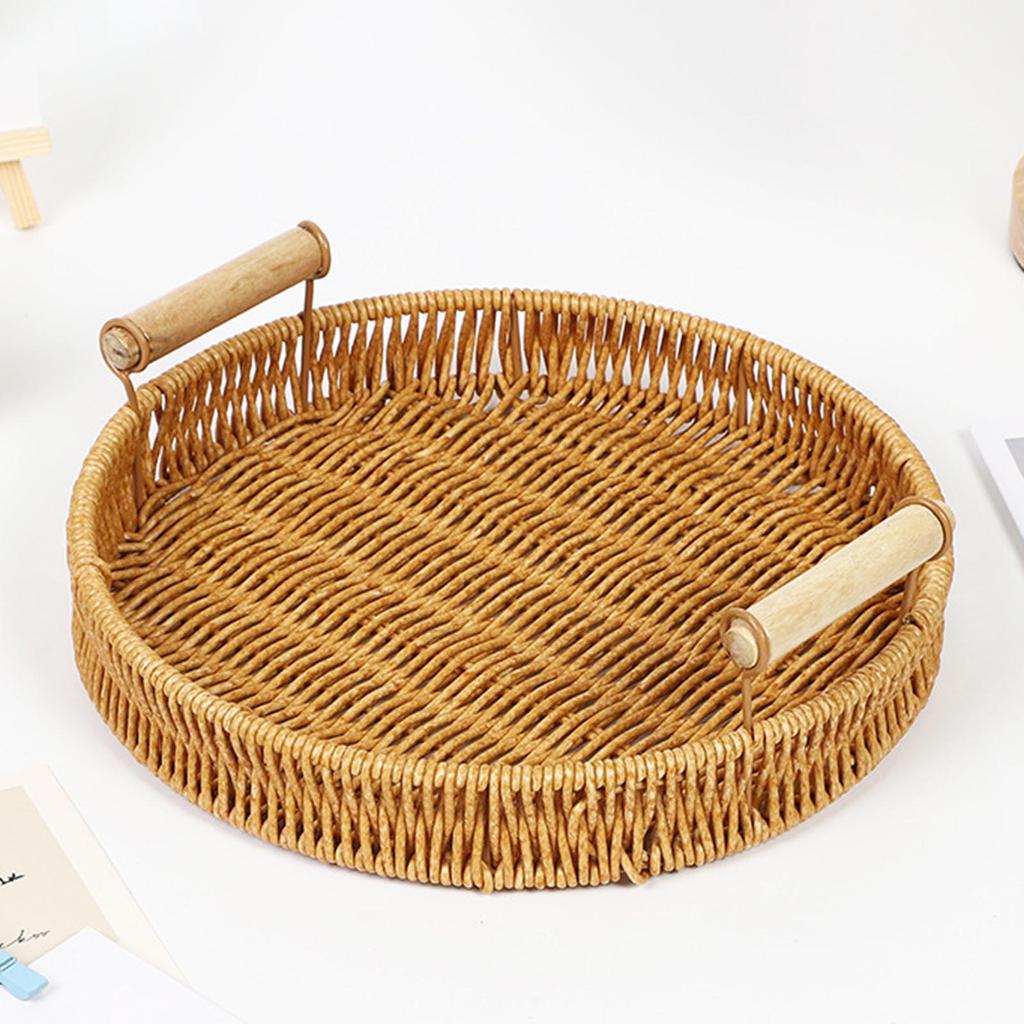 Waterproof Storage Basket Easy to Clean Organizer Basket Hand Woven Rattan Tray Versatile Home Organization Baskets