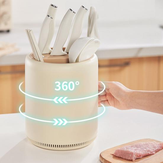 Kitchen Cutter Rack And Chopstick Holder 360° Rotation Stable Storage Rack Breathable Water-Draining Multifunctional Kitchen Organizer