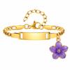 Stainless Steel Engravable Bar ID Namedate Bracelet, Cherry Blossom Charms Kids Bracelet, Personalized Newborn Birthday Gift