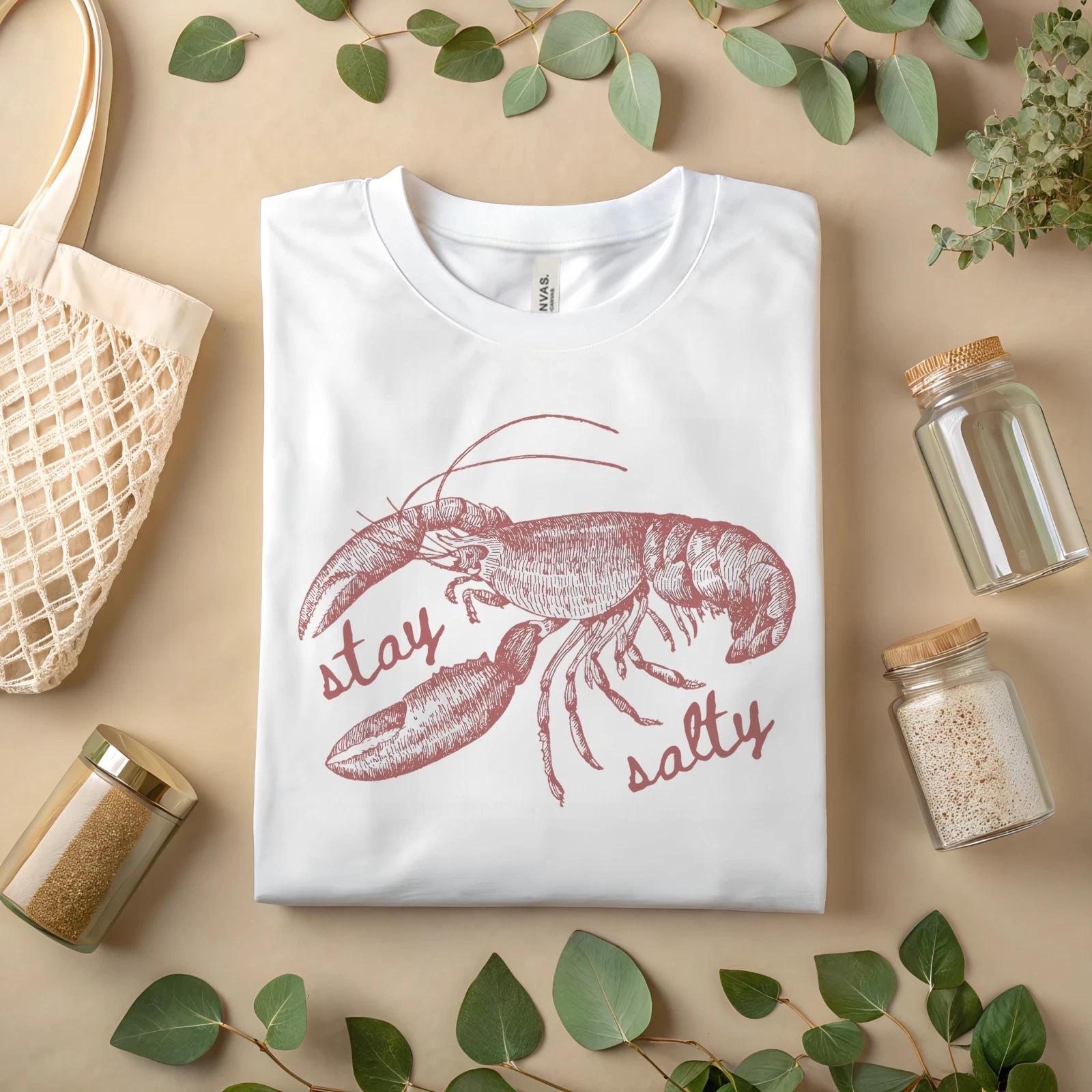 

Stay Salty Lobster Shirt Nautical Beach Graphic Tee Ocean Lover Coastal Gift A79 M