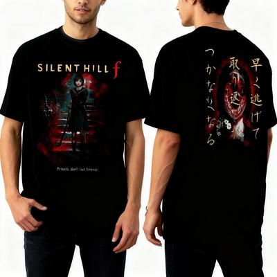 Harajuku Y2k Tops Horror Game Graphic Printed T-shirt Gaming Lover Unisex T Shirt Vintage Men Women Cotton Tee Silent Hill F