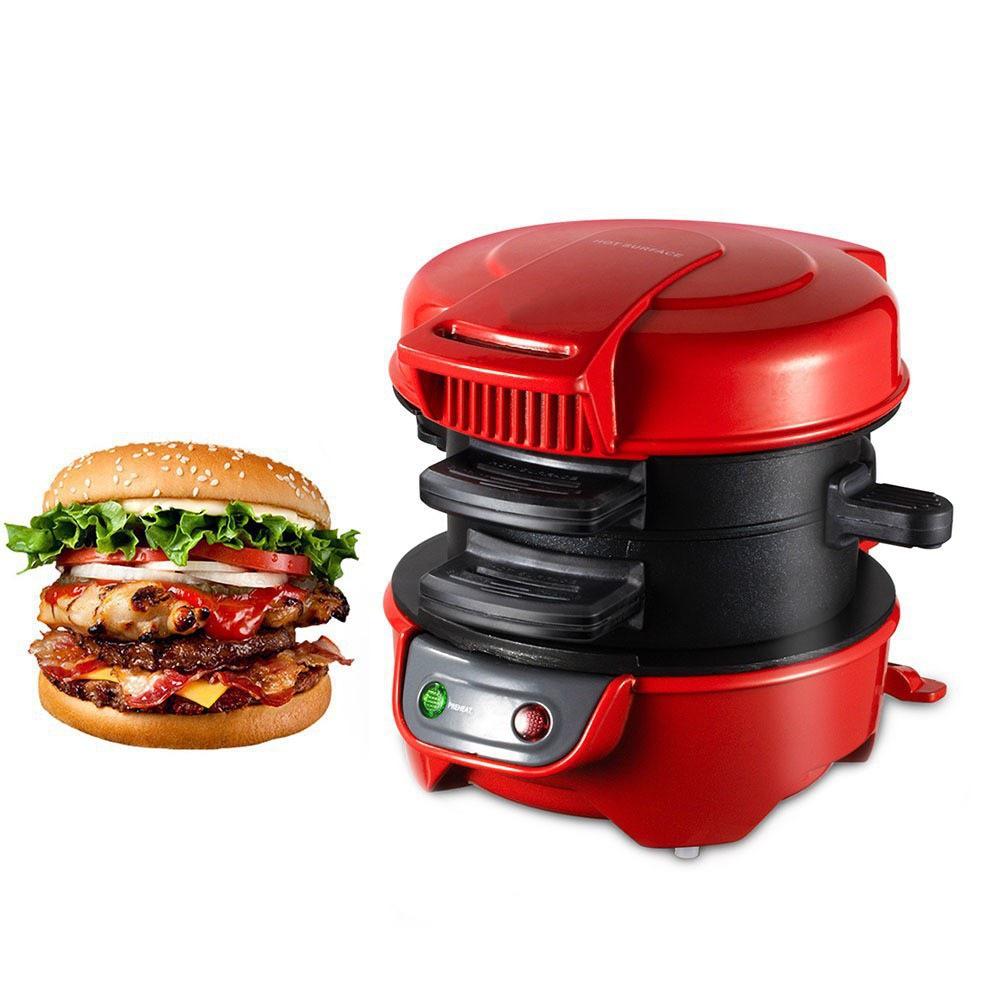110V Multi-Functional Breakfast Machine: Burger, Egg, Steak, Sandwich Maker EU 220V красный