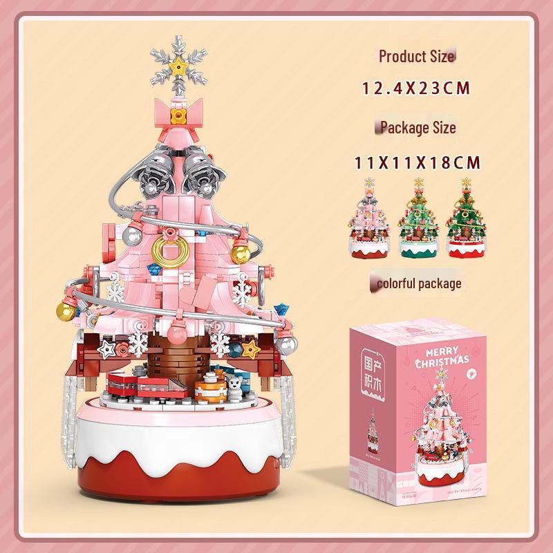 Christmas Tree Music Box Building Blocks - Santa & Snowman Toys for Kids