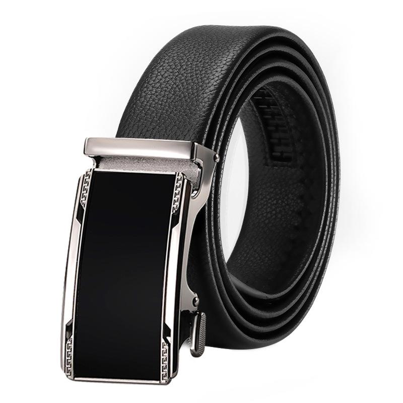 

Мужской ремень из натуральной кожи, высококачественный цинковый сплав, автоматическая пряжка, повседневный ремень из коровьей кожи, мужской ремень для мужчин среднего возраста и молодежи, простой брючный ремень 110cm