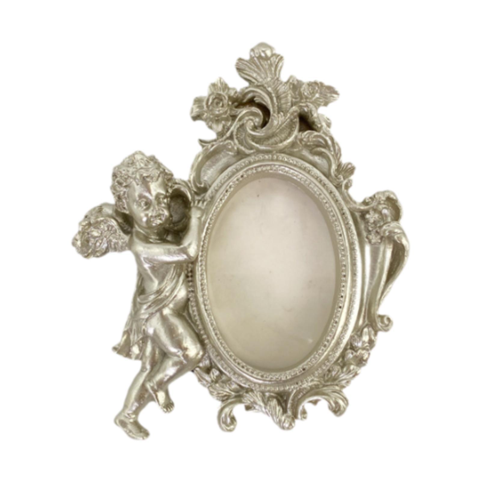 

Angel Photo Frame Ornament Resin Cute Sculpture for Indoor Tabletop Entrance срібний
