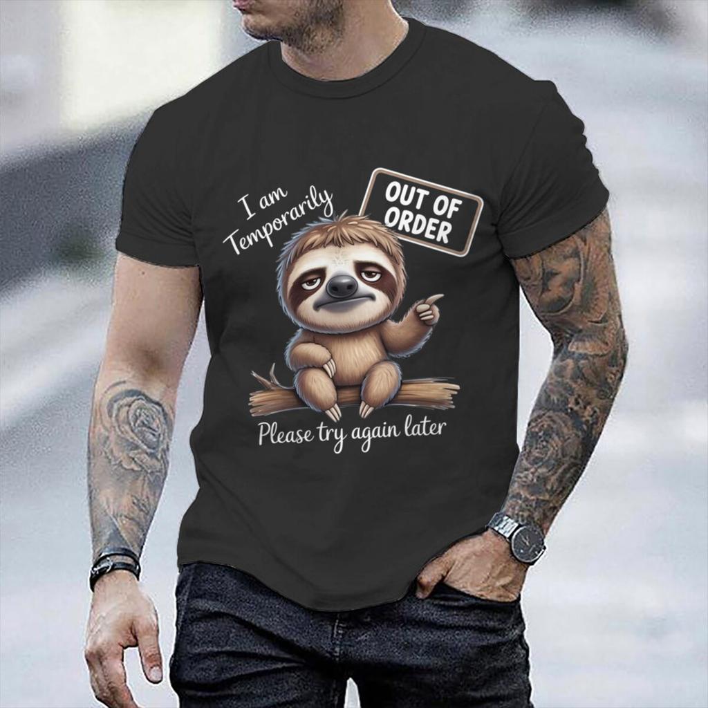 I Am Temporarily Out Of Order Lazy Sloth Tshirts Unisex Humor Graphic Tee Casual Sarcastic Animal Streetwear Ropa Hombre