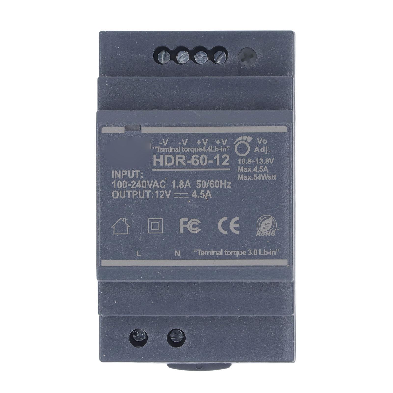 

Rail Switching Power Supply 12V Thin Mount 60W 5A 100~240VAC Flame Retardant PC HDR 60 12