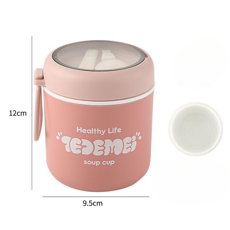 Stainless Steel Insulated Lunch BoxDouble-layer Portable Soup Cup, Small Rice Bucket Sealed Breakfast Cup Soup Bowl