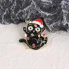 1pc Christmas-Themed Black Cat Enamel Pin with Santa Hat & Colorful Lights - Whimsical Festive Accessory for Outfits, Bags,Party