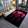 Samurai Oni Mask Design Carpet with Red Moon and Katana Decor Suitable for Use As an Anti-slip for Living Room Bedroom Sofas