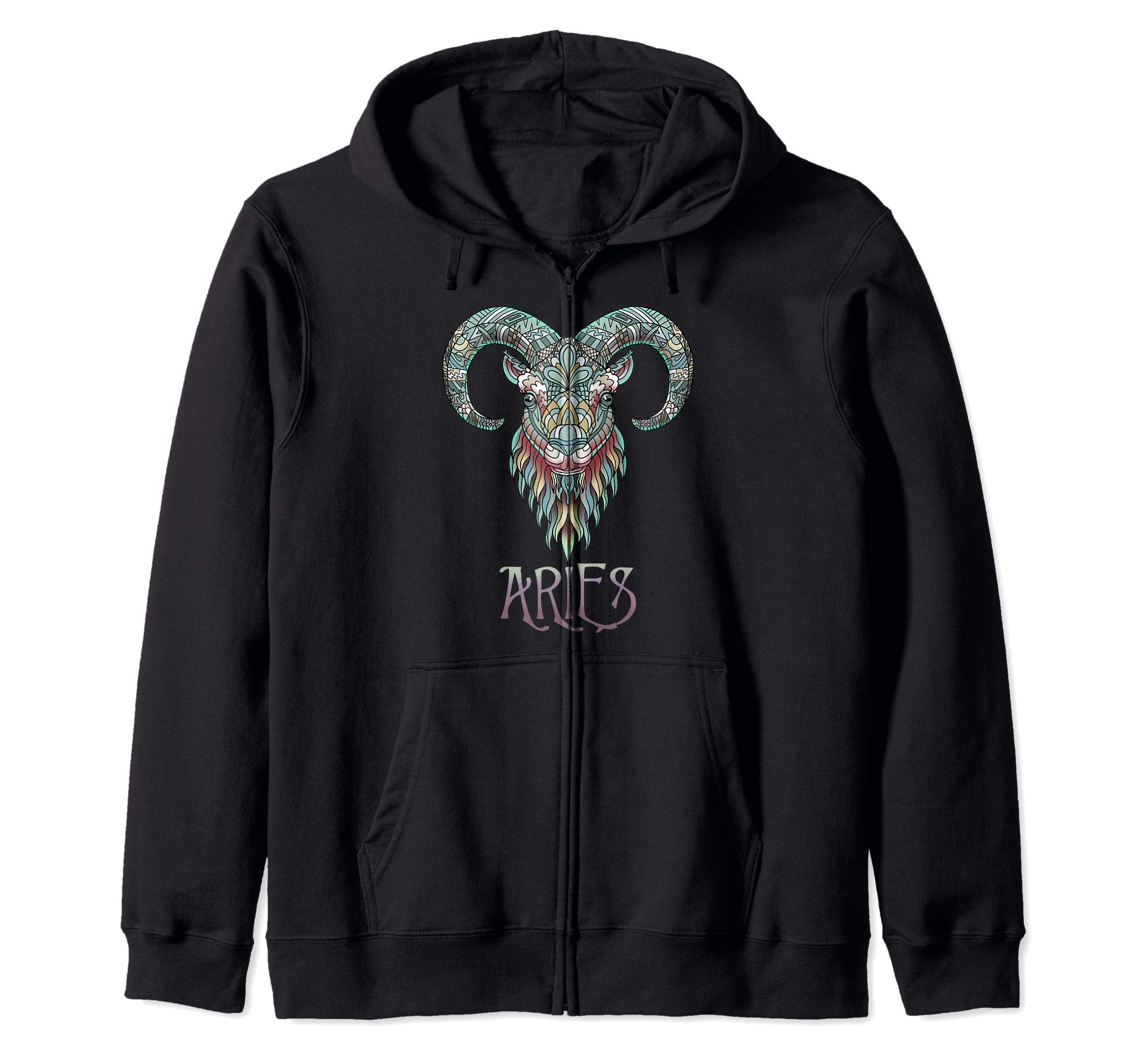 Aries Ram Aztec Zodiac Sign March April Birthday Astrology Sign Zip Hoodie