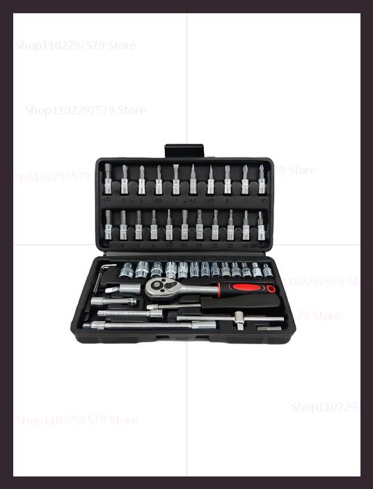 

46pcs Car Repair Tool Kit 1/4-Inch Socket Set Ratchet Wrench Auto Mechanic Tools for Vehicle Maintenance and DIY Auto Repair чёрный