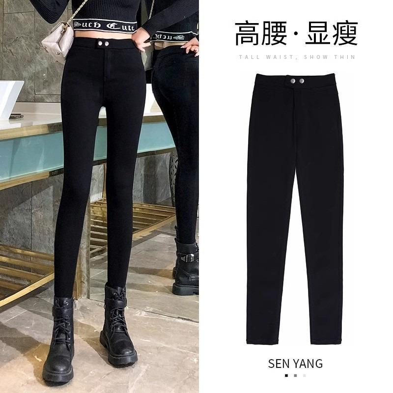 New tight pencil spring and autumn high waist thin black pants black leggings women's summer thin outer wear