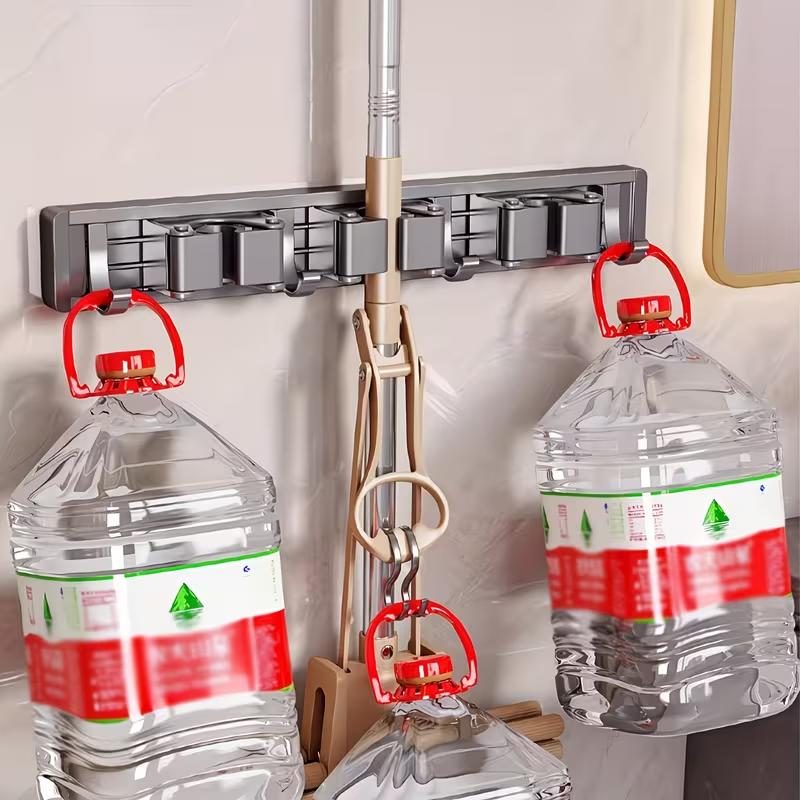Heavy Duty Metal Mop and Broom Holder Wall Mounted Adjustable Hooks Storage Organizer for Home Garage Kitchen Garden Space Saving Tool Rack