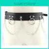 Alternative Style Wide Fabric Waist Belt For Women With Heavy Alloy Buckle For Casual Punk Or Goth Attire