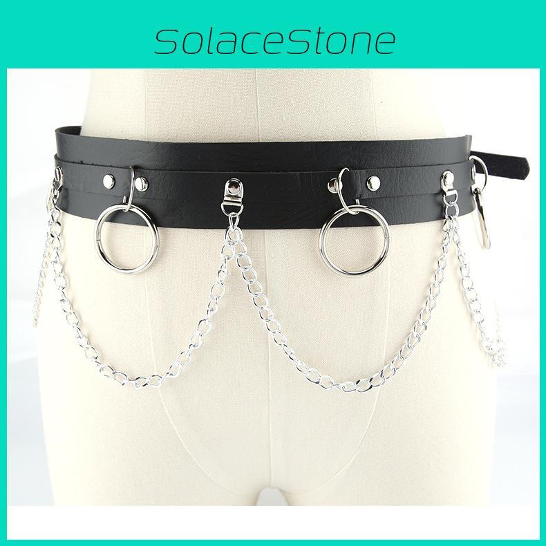 Alternative Style Wide Fabric Waist Belt For Women With Heavy Alloy Buckle For Casual Punk Or Goth Attire