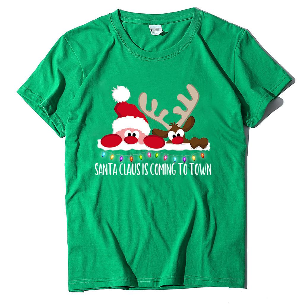 New Christmas Short Sleeved Women's T-shirt - Santa Claus Printed Christmas Top
