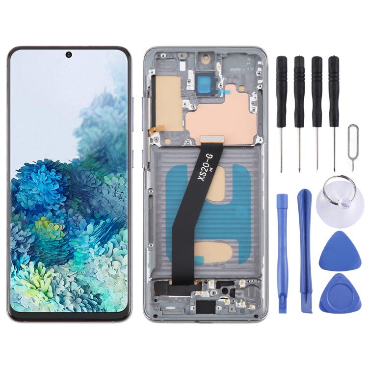For Samsung Galaxy S20 5G SM-G981B TFT LCD Screen Digitizer Full Assembly with Frame (Grey)