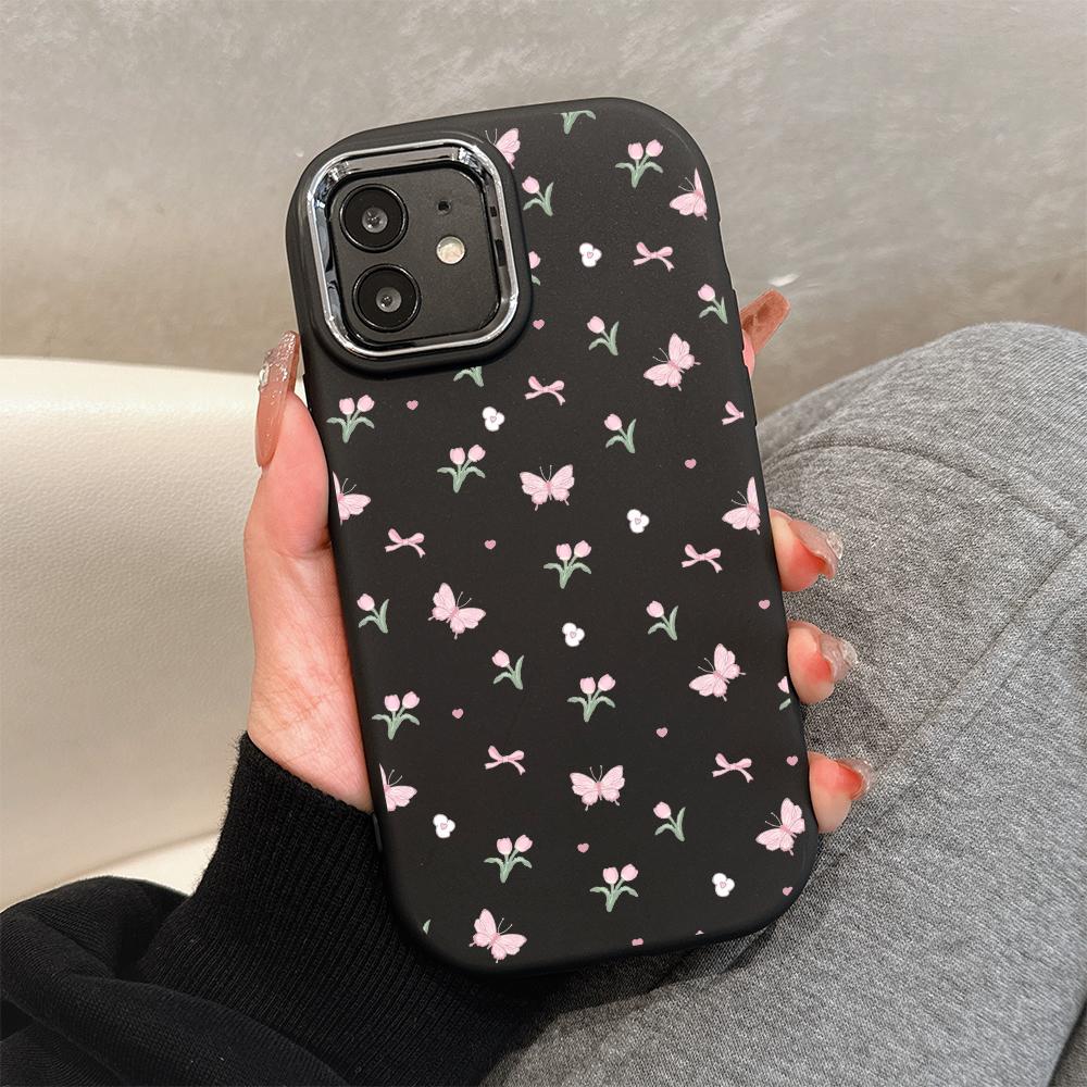 For OPPO A16 A38 A57 A58 A74 A78 A98 Reno8T Reno13F Realme C25S C53 C65 Cartoon Black Cat Silver Edge Soft Liquid Silicone Protective Casing