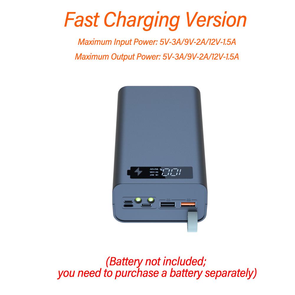 12 Cell 18650 Detachable Solder‑Free DIY Power Bank Kit PD Fast Charging With LED Light Mobile Power Shell Without Battery