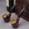 New Imitation Wood Pipe Men's Classic Resin Pipe Old-Fashioned Dry Pipe Portable Copper Pot Bent Cigarette Pipe