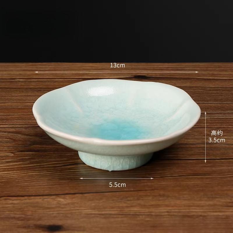 1pc Chinese Style Ceramic Dim Sum Dish Pastry Small Plate Ceramic Small Dish High Foot Tea Tray Temple Specific Tribute Tray