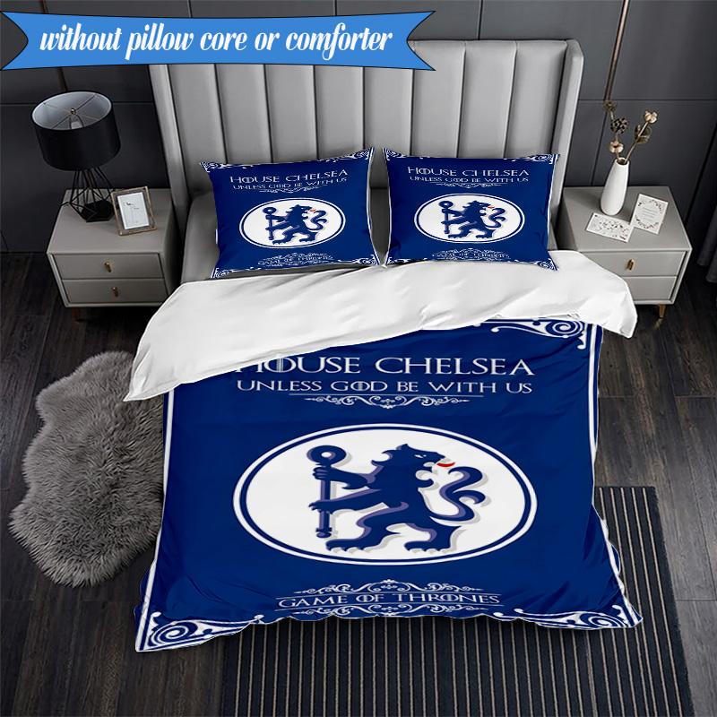 3PCS Chelsea Fc  Printed Soft Bedding Set,Including 1pc Duvet Cover And 2pcs Pillowcases Perfect for Bedroom, Dormitory, Fan Gift