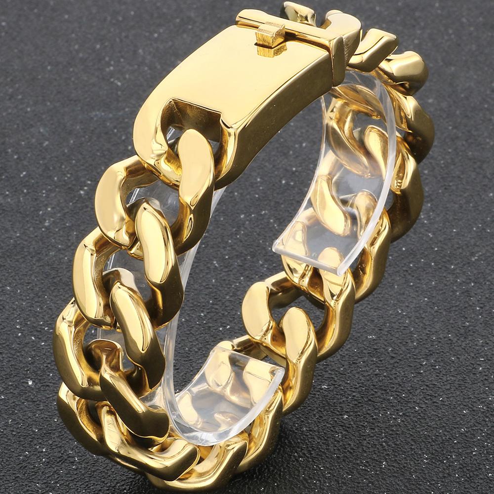 Hiphop Stainless Steel Bracelet Men's Accessories Christmas Gifts Jewelry Matte Brushed 20MM Width Curban Chain Man Bracelets