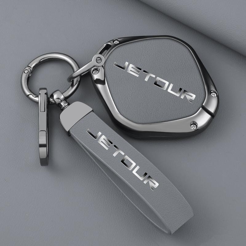 Zinc Alloy Genuine Leather Full Case Auto Key Fob Cover Fit For Jetour Dashing X-1 Plus Dtc Auto Smart Key Fob Protective Housing Auto Accessories