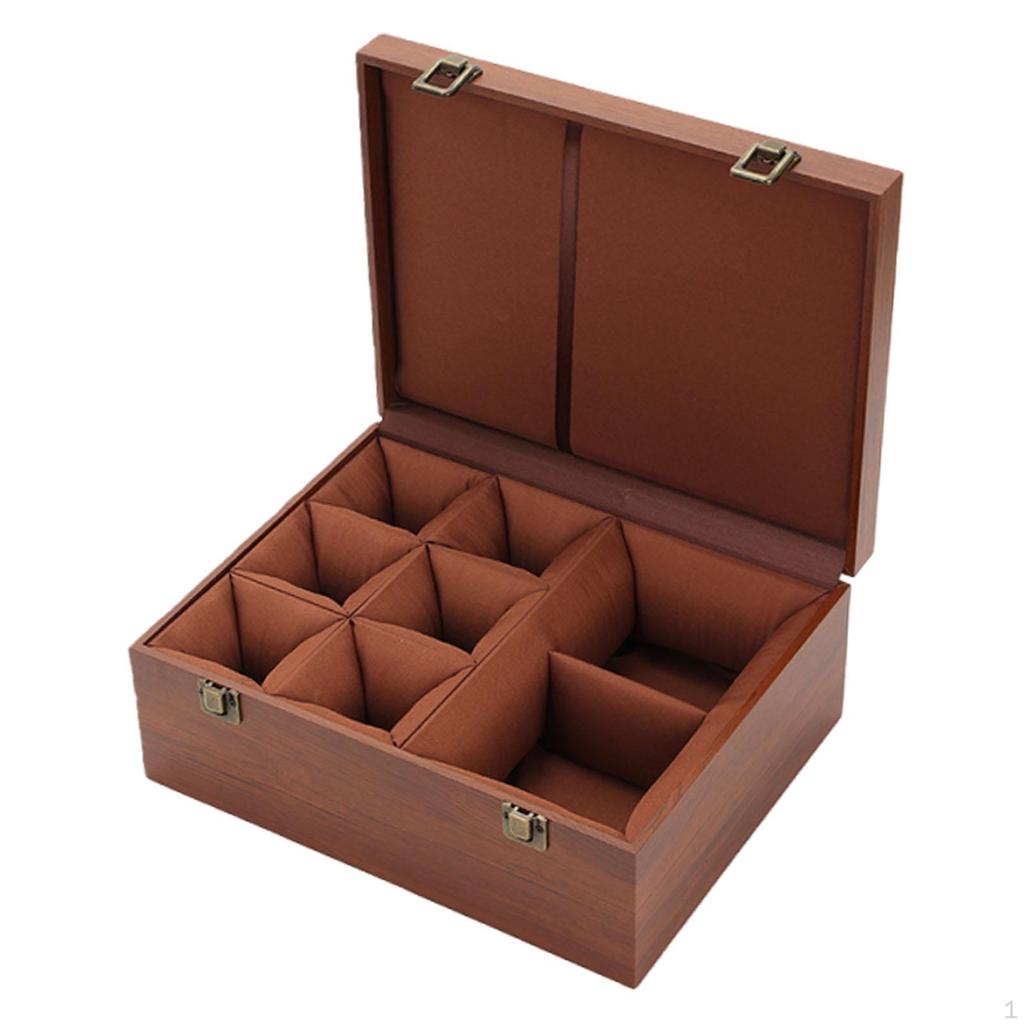 Original Solid Wood Tea Box with Optimized Space for Cups And Teapots, Secure Closure, Soft
