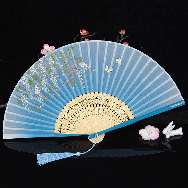 Chiński styl Retro Składany wachlarz Lato Wachlarz ręczny dla kobiet Wachlarz na imprezę do tańca Starożytny gruby, ale luźno tkany jedwab abanicos para boda