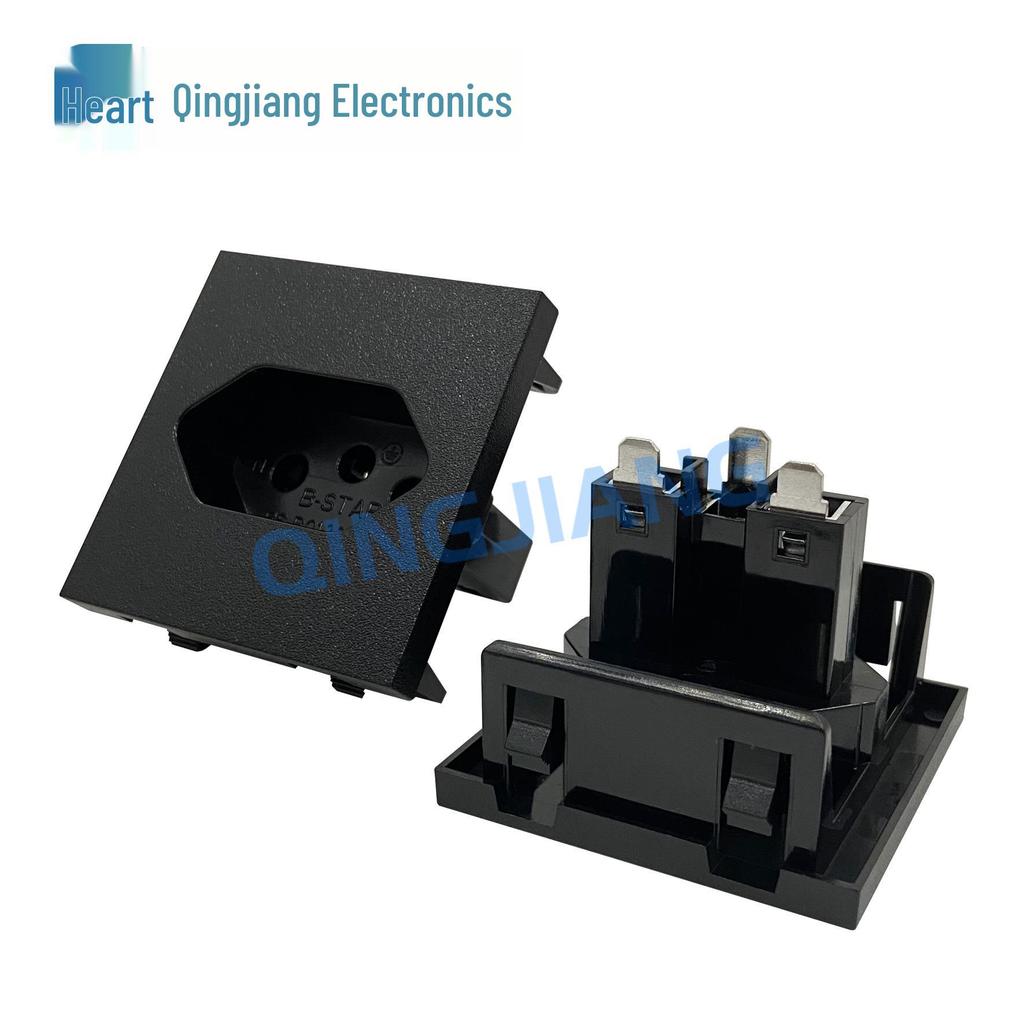 20A Brazilian Standard 3-Hole AC Power Socket, 45x45mm, Industrial-Grade