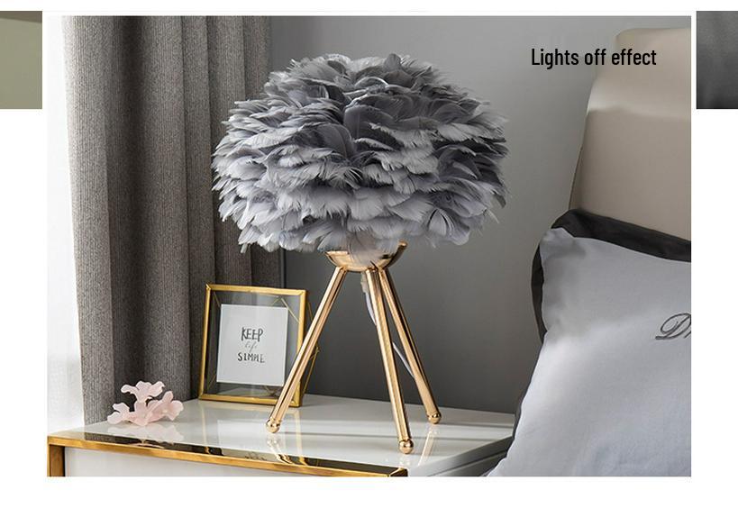 Nordic Gold Dimmable LED Feather Desk and Bedside Lamp