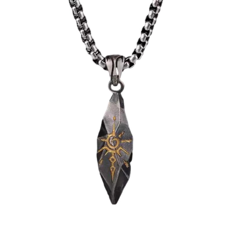 

Wishing Stone Pendant Necklace Vintage Sweater Chain Simple Collar Necklace Adjustable Neck Chain Jewelry for Women Men