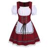 Women Oktoberfest Dirndl Dress Bavarian Beer Maid Costume Off Shoulder Puff Sleeve Lace Apron Dress For Halloween