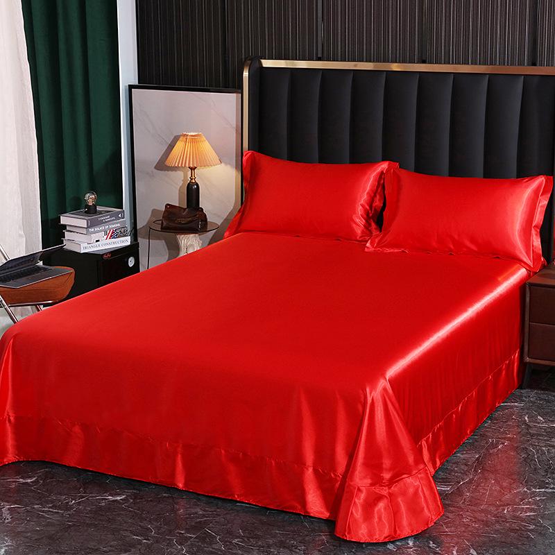Washable Silk Fitted Sheet Set with Satin Pillowcase & Double Duvet Cover