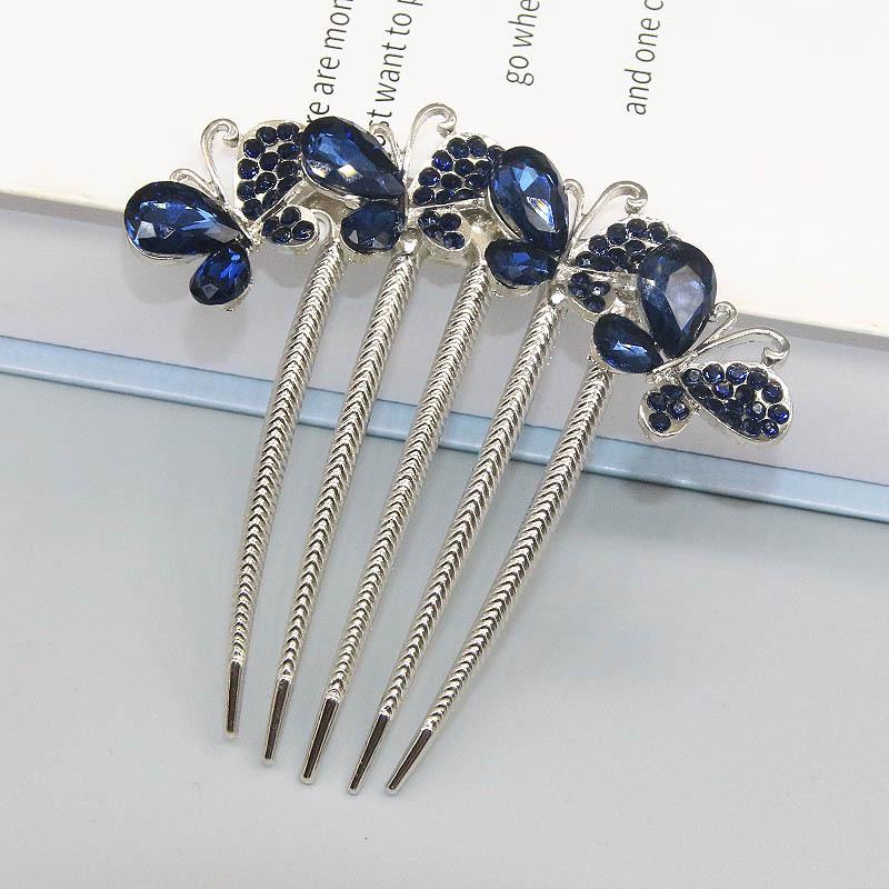 Butterfly Rhinestone Hair Comb Clip for Bun Hairstyles