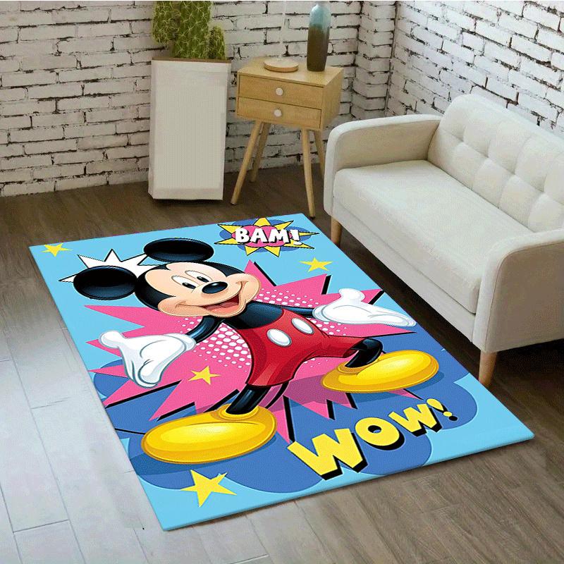 1pc Mickey Mouse Pattern Area Rug Soft Flannel Floor Mat for Living Room, Bedroom and Carpet, Sofa Coffee Table Floor Mat, Machine Washable