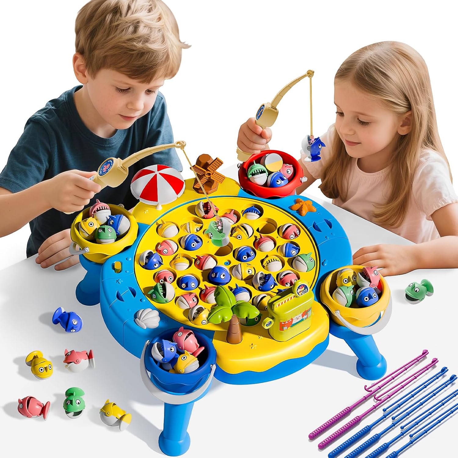 

Children s magnetic fishing toy with 360° rotation and sound suitable for 3 4 5 6 years old boys 70 Pcs