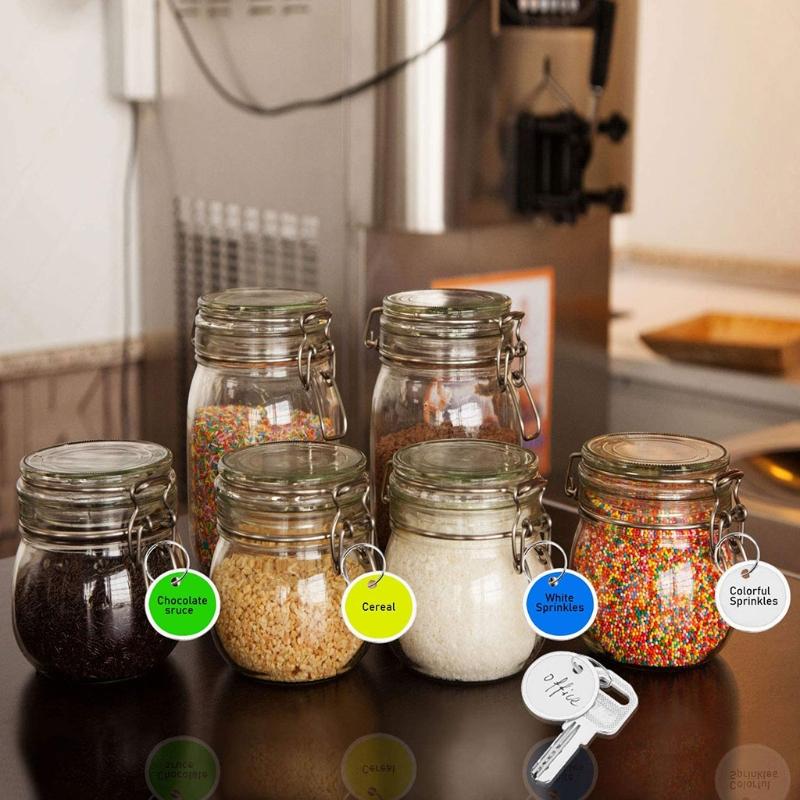 50 Pieces Metal Rimmed for Key Tags Round Paper Tags with Metal Rings White Label for Car Keys and Door Keys 31mm White