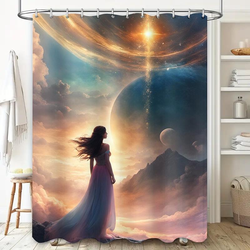 Fantasy Woman In Celestial Landscape Waterproof Shower Curtain W60H190(CM)-1 Pcs