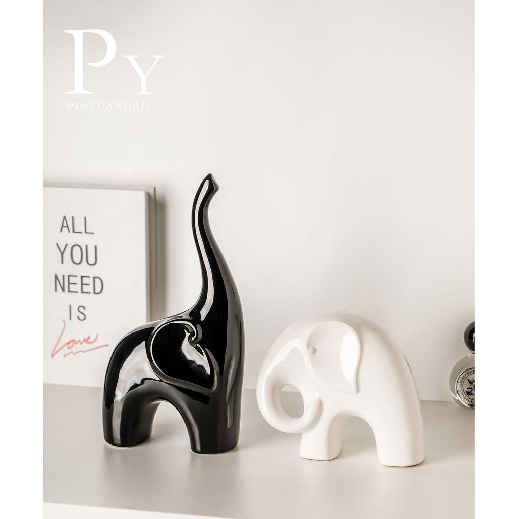 Porcelánová socha slona, Minimalistická zvířecí socha do obývacího pokoje, Luxusní domácí dekorace, Showpiece na TV skříňku a bar