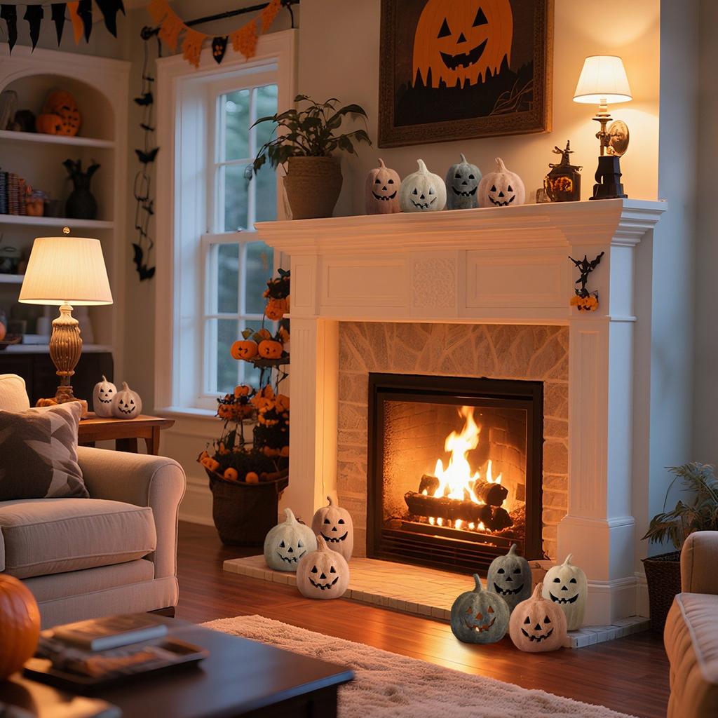 Holiday Decor Cushaw Scene Layout Home Decoration With Light Strip (Without Battery)