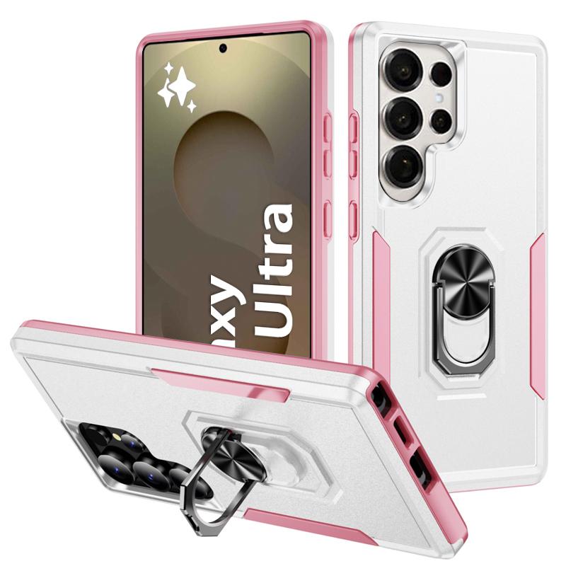 Schokbestendige Armor Matte Kickstand Telefoonhoesje Voor Samsung Galaxy S26 S25 S24 S23 S22 S21 Ultra Plus Magnetische Ringhouder Cover S24