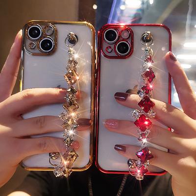 Glitzer Kristall Edelstein Armband Hohe Transparenz Handyhülle für iPhone 14 13 12 11 Pro Max X XR 7 8 Plus/Samsung S22 S23 Ultra S21 Plus Schutzabdeckung