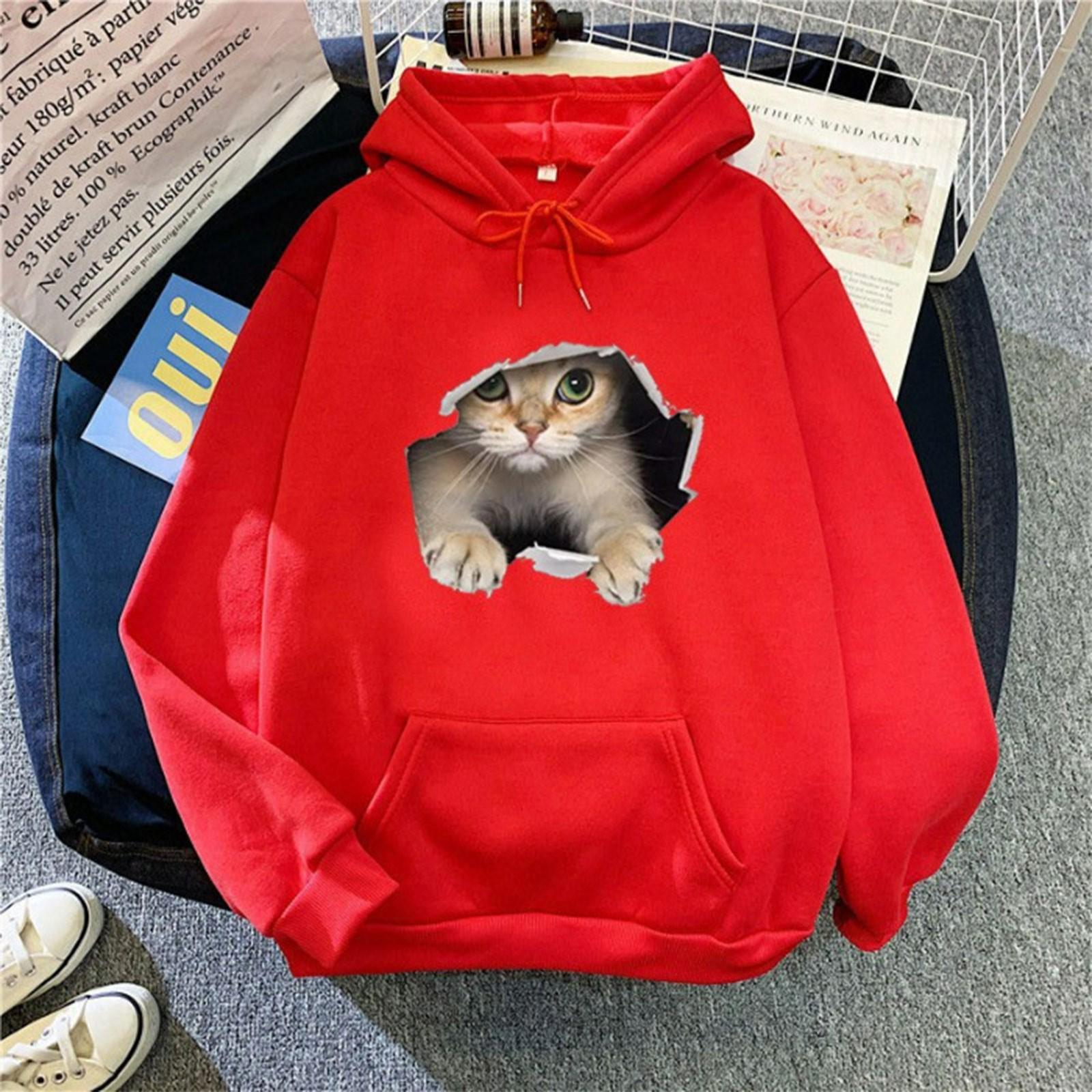 Женские флисовые толстовки большого размера, свитера с длинным рукавом, пуловеры, осенние наряды S красный