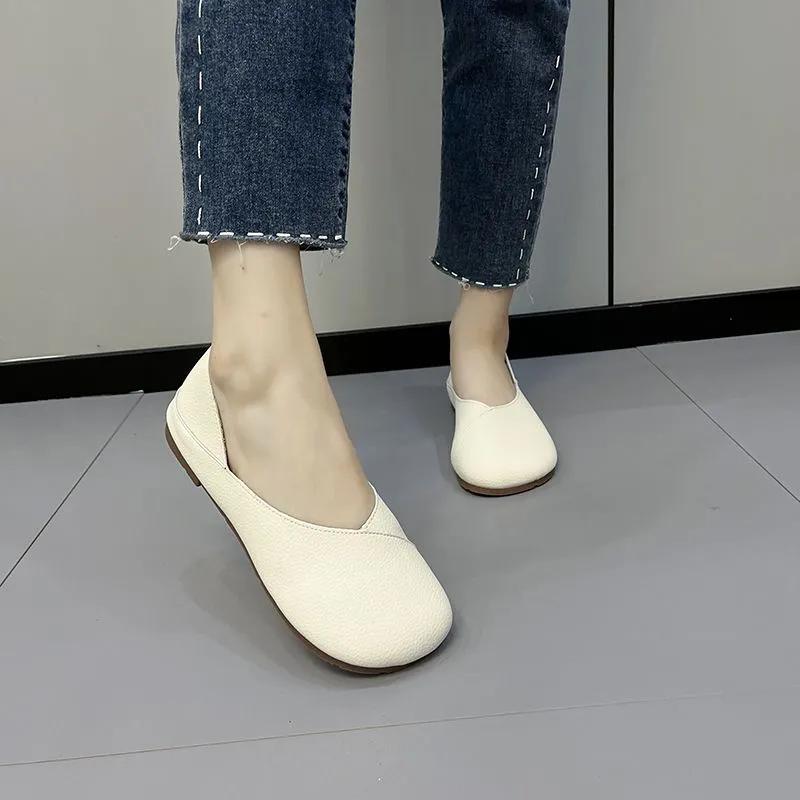 Leder Frühling Herbst Damen Ballerinas Damen Slipper Bequeme Weiche Leder Damen Flats Schuhe